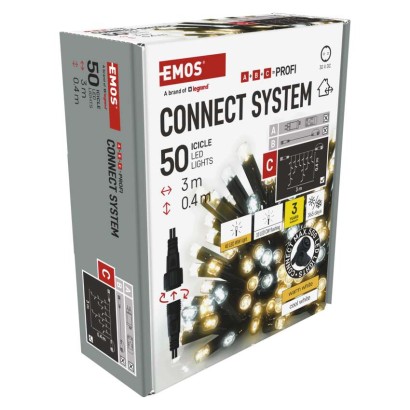 Oświetlenie łączone Profi- sople 50LED 3m, ciepła biel+zimna biel miga, czarny, IP44 
