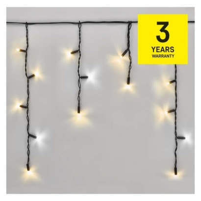 Oświetlenie łączone Profi- sople 50LED 3m, ciepła biel+zimna biel miga, czarny, IP44 