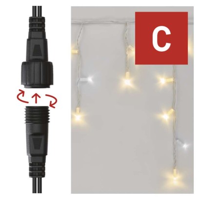 Oświetlenie łączone Profi- sople 50LED 3m ciepła+zim biel, biały błysz przewód IP44