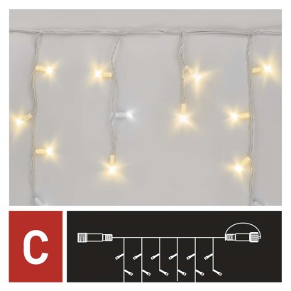 Oświetlenie łączone Profi- sople 50LED 3m ciepła+zim biel, biały błysz przewód IP44