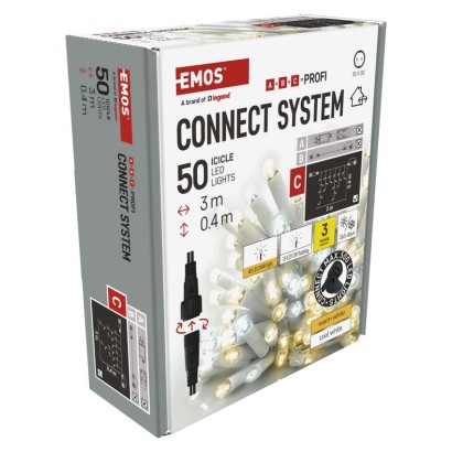 Oświetlenie łączone Profi- sople 50LED 3m ciepła+zim biel, biały błysz przewód IP44