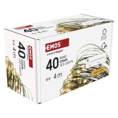 LED Ziemassvētku nano virtene, zaļa, 4 m, liet. ārā un iekštelpās, silti balta, ar taim.