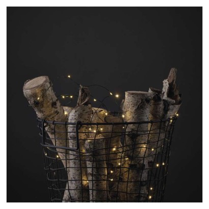 LED Weihnachtliche Nano-Kette grün, 7,5 m, Außen und Innen, warm-weiß, Timer