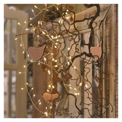 LED jõuluvalguskett Nano – siil, 2,4 m, 3 x AA, tuppa, soe valge, ajasti