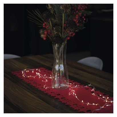 LED jõuluvalguskett Nano – siil, 2,4 m, 3 x AA, tuppa, soe valge, ajasti