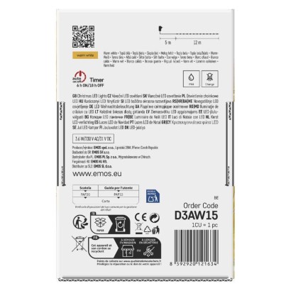 Dekoracje - 120LED drop łezki 12m ciepła biel, IP44 timer