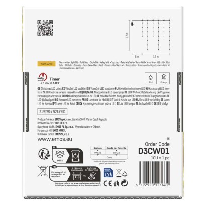 LED vianočná drop reťaz – cencúle, 1,7 m, vonkajšia aj vnútorná, teplá biela, programy