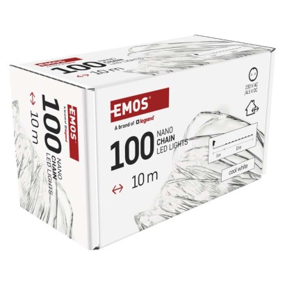 LED vianočná nano reťaz strieborná, 10 m, vonkajšia aj vnútorná, studená biela, časovač