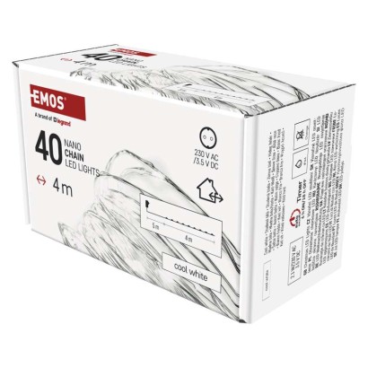 Dekoracje - 40 LED nano łezki 4m ciepła biel, srebrny przewód, IP44 timer