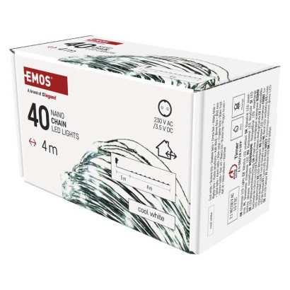 Dekoracje - 40 LED nano łezki 4m zimna biel, zielony przewód, IP44 timer