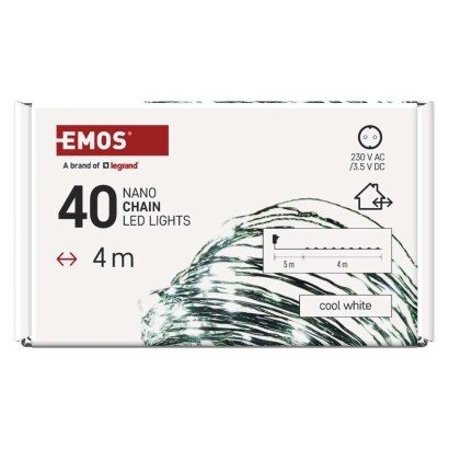 Dekoracje - 40 LED nano łezki 4m zimna biel, zielony przewód, IP44 timer