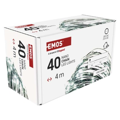 Dekoracje - 40 LED nano łezki 4m zimna biel, zielony przewód, IP44 timer