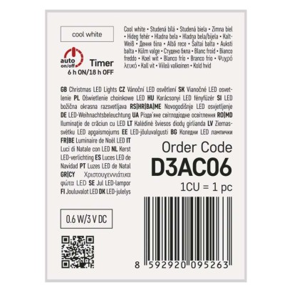 Dekoracje - 10 LED nano łezki 0,9m 2x AA zimna biel, srebrny przewód, IP20 timer