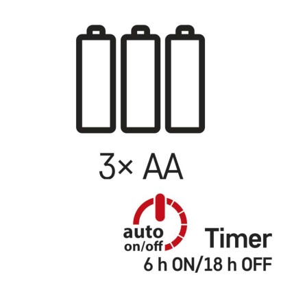 Dekoracje - 100LED small nano łezki, jeżyk, 2,4m 3xAA zimna biel, sreb przew, IP20, timer