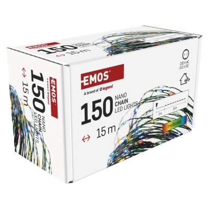 LED vánoční nano řetěz zelený, 15 m, venkovní i vnitřní, multicolor, časovač