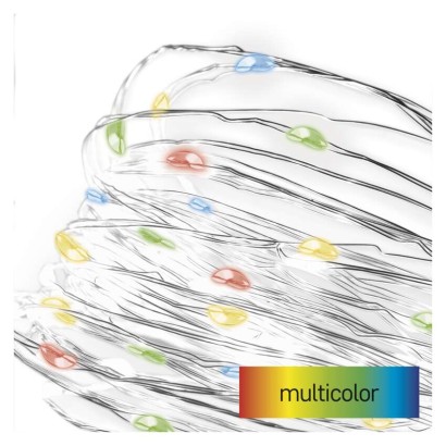 LED Weihnachtliche Nano-Kette, 1,9 m, 2x AA, Innen, Multicolor, Timer