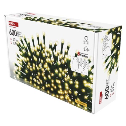 LED vianočné cencúle, 10 m, vonkajšie aj vnútorné, teplá biela, programy