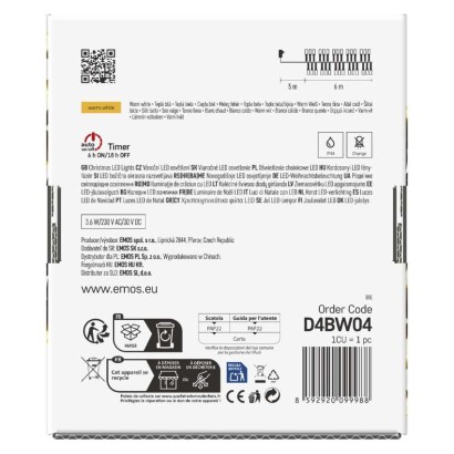 Lampki choinkowe LED Classic Cluster, jeżyk, 300 LED 6m, ciepła biel, czarny, IP44, timer