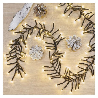 Lampki choinkowe LED Cluster, jeżyk, 960LED 7,2m, ciepła biel, 64 programów, IP44 timer