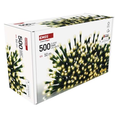 LED jõuluvalguskett, 50 m, õue/tuppa, soe valge, 8 režiimi, ajasti