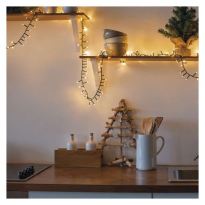 LED Weihnachtliche Lichterkette, 12 m, Außen und Innen, Vintage, Timer