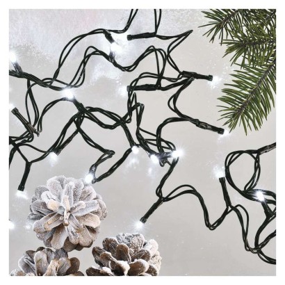 LED karácsonyi fényfüzér, 18 m, kültéri és beltéri, hideg fehér, időzítő