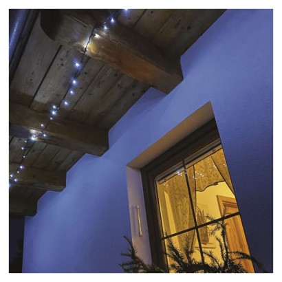 LED karácsonyi fényfüzér, 18 m, kültéri és beltéri, hideg fehér, időzítő