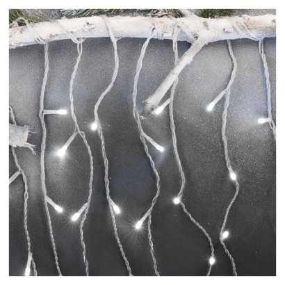 LED karácsonyi jégcsapok, 5 m, kültéri és beltéri, hideg fehér, távirányító, progr, időz.