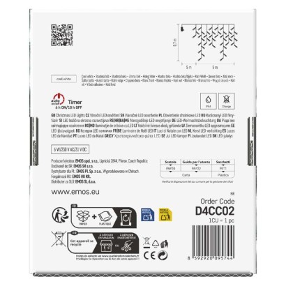 LED karácsonyi jégcsapok, 5 m, kültéri és beltéri, hideg fehér, távirányító, progr, időz.