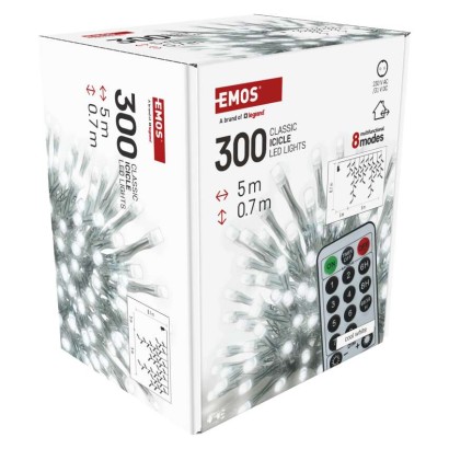 LED karácsonyi jégcsapok, 5 m, kültéri és beltéri, hideg fehér, távirányító, progr, időz.