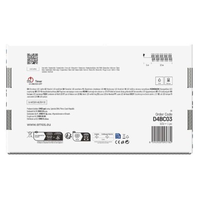 LED Ziemassvētku virtene – ezis, 12 m, liet. ārā un iekštelpās, auksti balta, ar taimeru