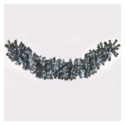 LED Ziemassvētku virtene – ezis, 12 m, liet. ārā un iekštelpās, auksti balta, ar taimeru