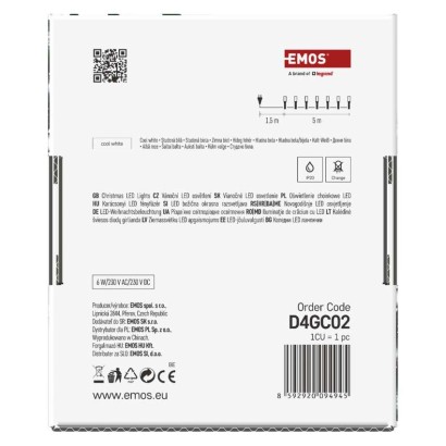 Lampki choinkowe Classic 100 LED 5m zimna biel, zielony przewód, IP20