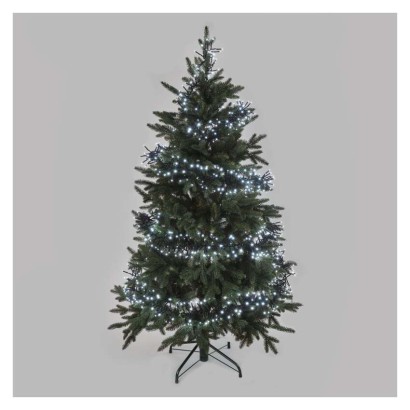 Lampki choinkowe LED Cluster, jeżyk, 960LED 7,2m, zimna biel, 64 programów, timer