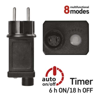 LED karácsonyi fényfüzér, 4 m, kültéri és beltéri, hideg fehér, progr, időz.