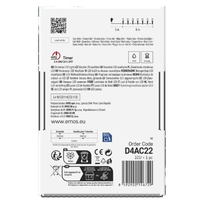 LED Weihnachtliche Lichterkette, 8 m, Außen/Innen, kaltweiß, Programme, Timer