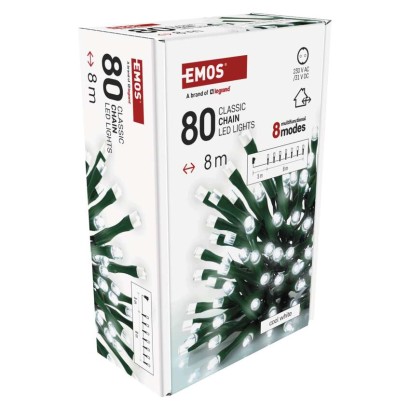 LED Weihnachtliche Lichterkette, 8 m, Außen/Innen, kaltweiß, Programme, Timer