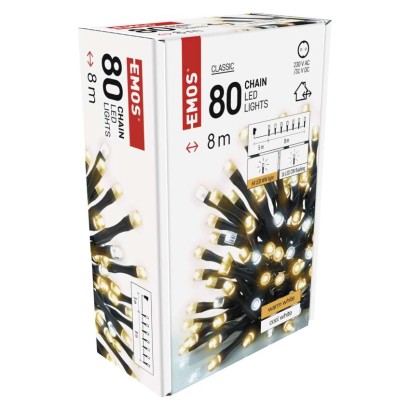 LED vianočná reťaz blikajúca, 8 m, vonkajšia aj vnútorná, teplá/studená biela, časovač