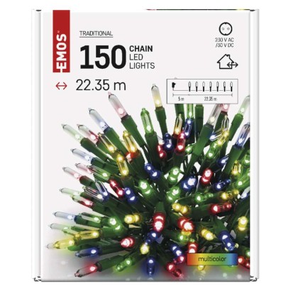 LED Weihnachtliche Lichterkette – traditionell, 22,35 m, Außen und Innen, Multicolor