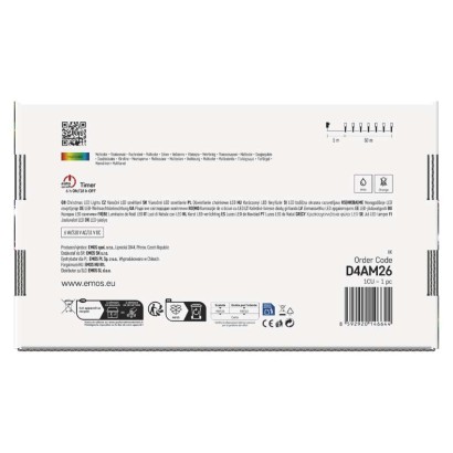 LED Ziemassvētku virtene, 50 m, lietošanai ārā un iekštelpās, daudzkrāsaina, 8 r., ar taim