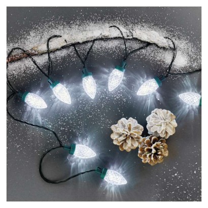 LED vánoční řetěz – šišky, 9,8 m, venkovní i vnitřní, studená bílá, programy