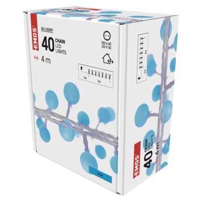 LED Cherry Lichterkette – Kugeln 2,5 cm, 4 m, Außen und Innen, blau, Timer