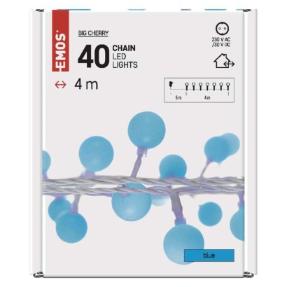 LED Cherry Lichterkette – Kugeln 2,5 cm, 4 m, Außen und Innen, blau, Timer