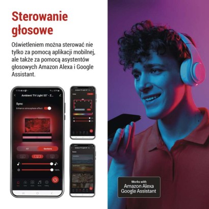 GoSmart Oświetlenie Ambilight LED RGB do TV 55'' (139 cm)