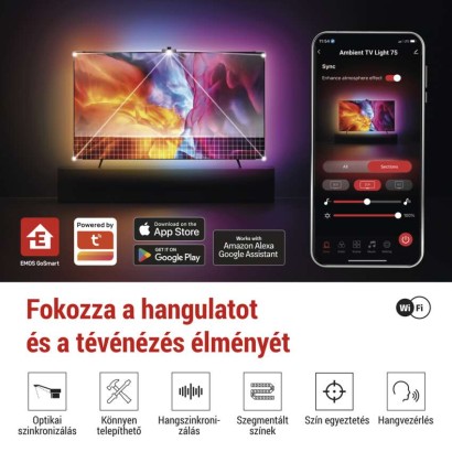 GoSmart Ambient LED RGB világítás TV-hez 75“ (189 cm)