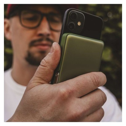 Power bank EMOS WI 1031, 10 000 mAh, 20 W+Wireless, army-green