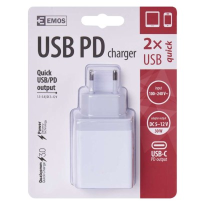 EMOS Univerzális hálózati USB PD töltő QUICK