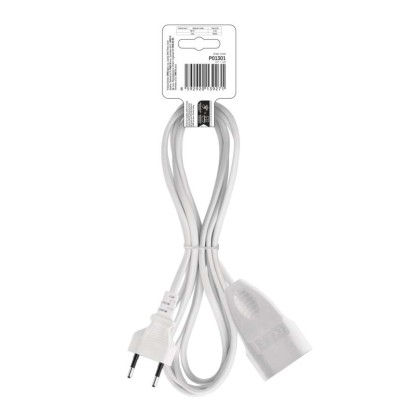 Przedłużacz 1,5 m / 1 gniazdo / biały / PVC / 0,75 mm2