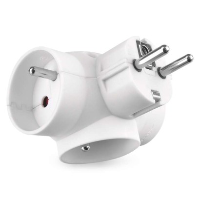 Rozbočovací zásuvka 3×, kulatá, bílá