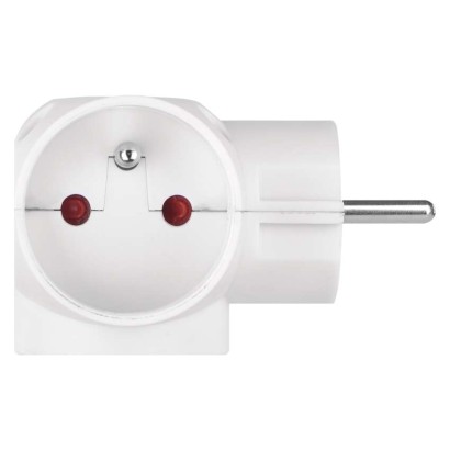 Rozbočovací zásuvka 3×, kulatá, bílá